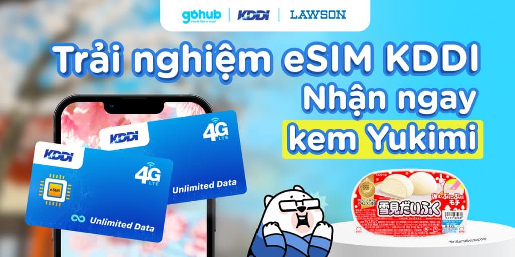 Du lịch Nhật Bản cực đã với eSIM Gohub – Dữ liệu không giới hạn + Nhận quà từ LAWSON!